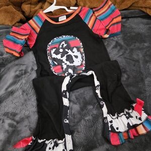 Black Kids Raglan Top with Colorful Serape Sleeves